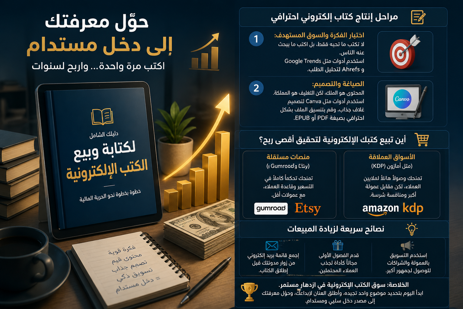 دليلك الشامل لكتابة وبيع الكتب الإلكترونية